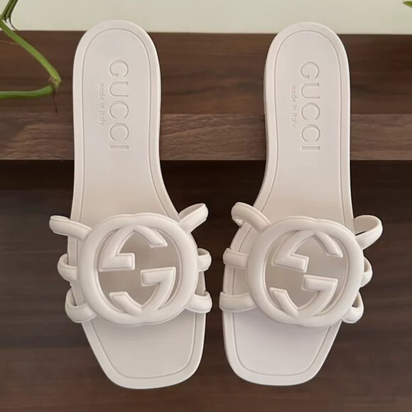 Gucci Shoes - Gucci Women's White Slides Rubber Size 39